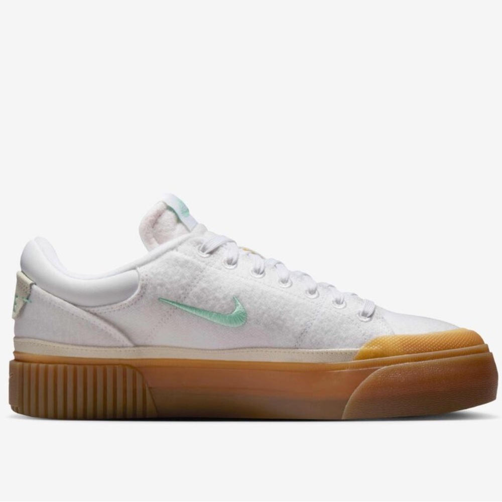 Nike Court Legacy Lift White Sneakers with Gum Soles and Mint Accents Size 8 - Picture 4 of 12